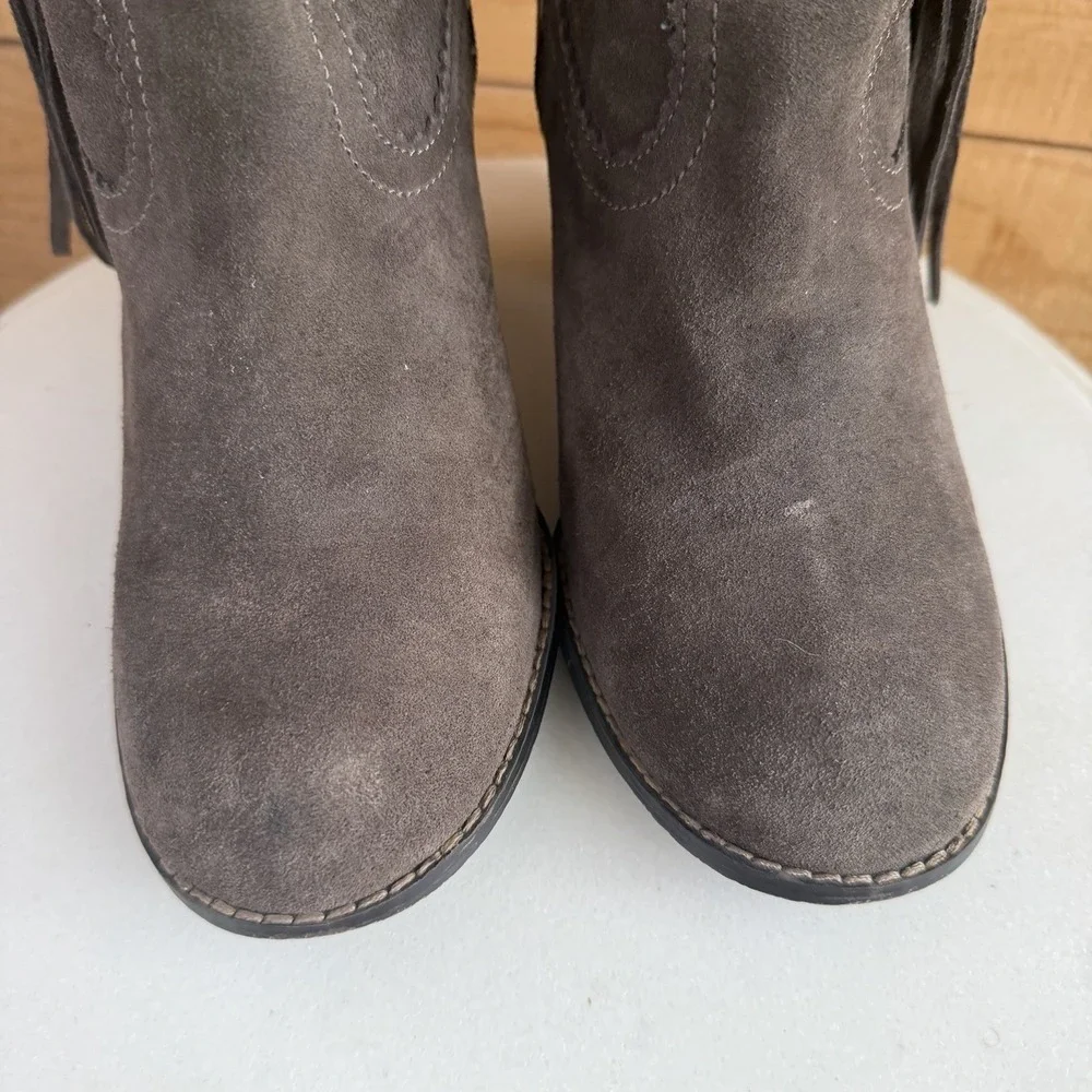 Sbicca Vintage Collection Boots Booties Grey Leather Block Heel‎ 10 Western Boho